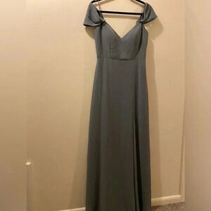 BHLDN Jenny Yoo dark gray women’s bridal party dress - size 6 - full length slit